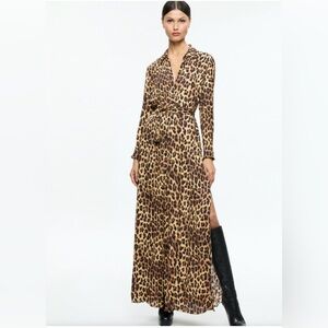 Alice + Olivia Chassidy Maxi Shirt Dress - Leopard, Size S